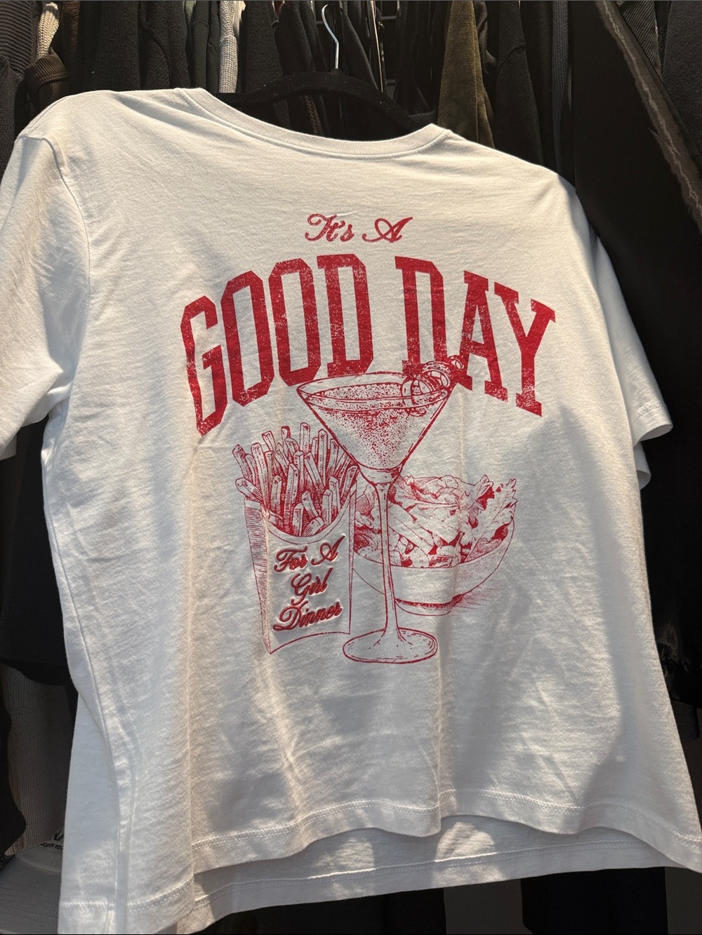 Abercrombie & Fitch White Tee with Red 'GOOD DAY' Graphic